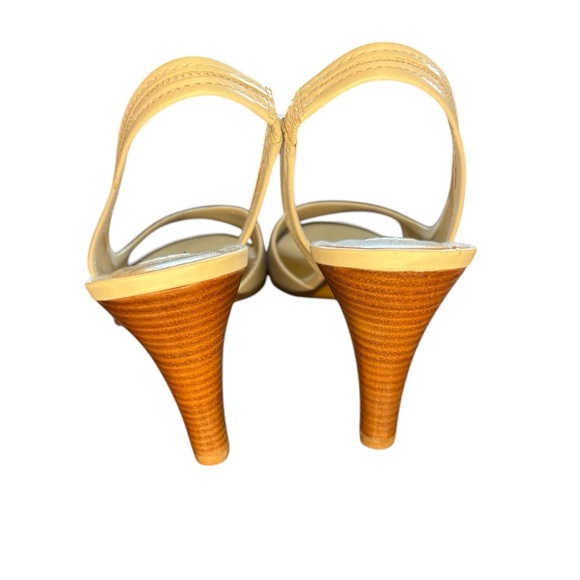 ETIENNE AIGNER women’s party peep toe heels color cream sz 8.5 leather preloved - Picture 5 of 8